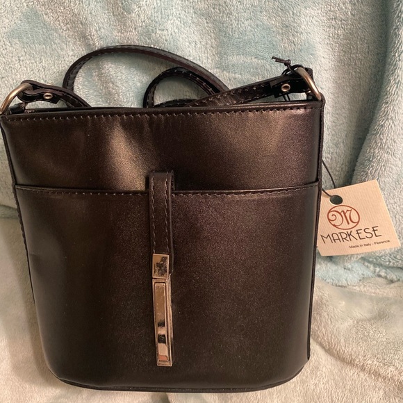 Cute NWT Black Markese Made in Italy Bucket Bag - Picture 2 of 6